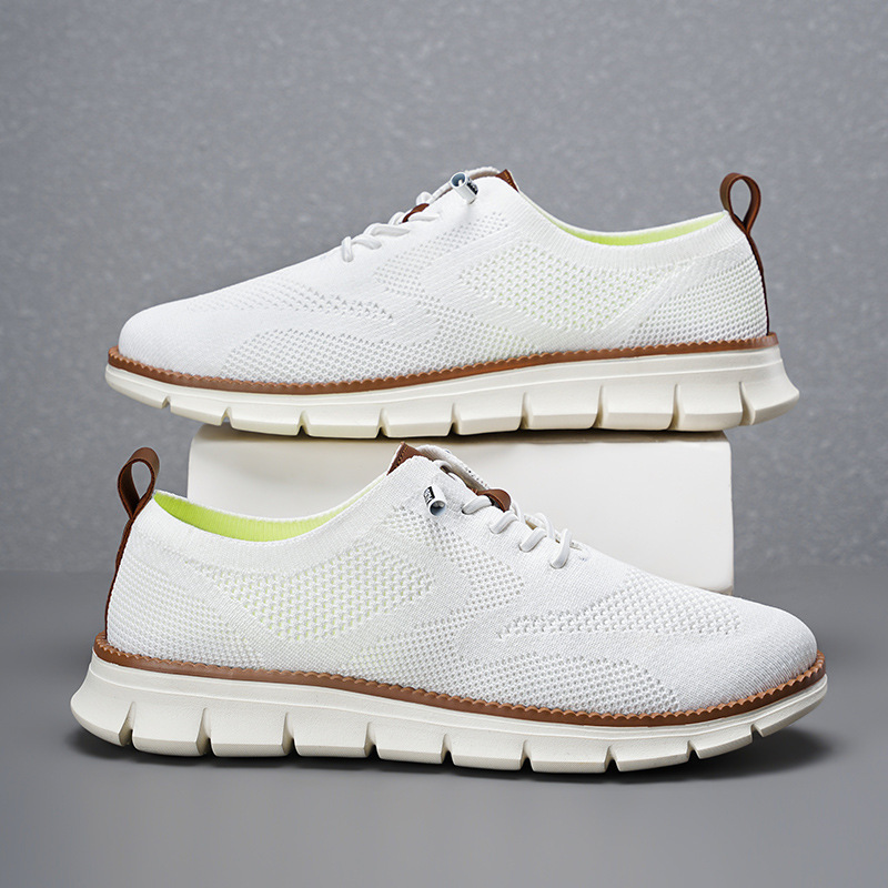 Knit Fabric Lace Up Sneakers - Новые мужские дышащие лоферы из трикотажной