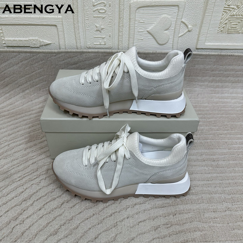 Knit Fabric Lace Up Sneakers - 2025 белые вязаные замшевые лоферы на