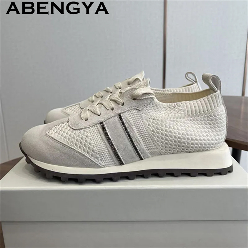 Весенняя распродажа 2026: Женс – обзор и цена Knit Fabric Lace Up Sneakers