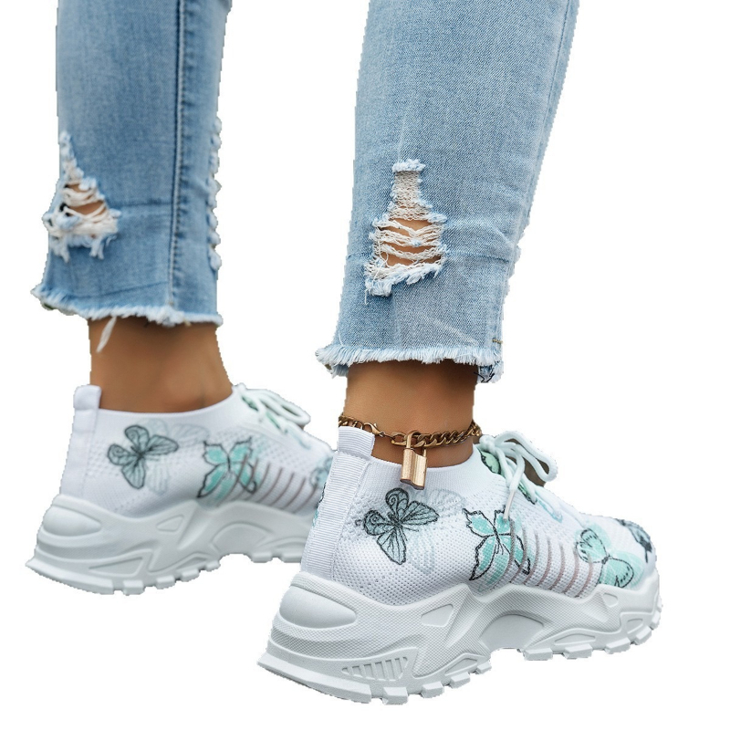 Женские кроссовки с принтом ба – обзор и цена Knit Fabric Lace Up Sneakers