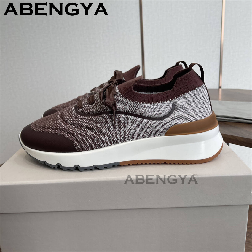 Новые мужские разноцветные вяз – обзор и цена Knit Fabric Lace Up Sneakers